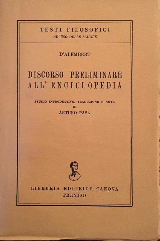 Discorso preliminare all'enciclopedia - Jean-Baptiste d' Alembert - copertina