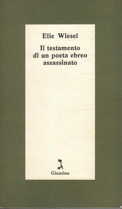 Il testamento di un poeta ebreo assassinato - Elie Wiesel - copertina