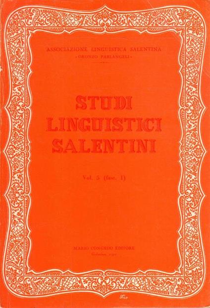 Studi linguistici salentini. Vol. 5 (fasc. 1) - copertina