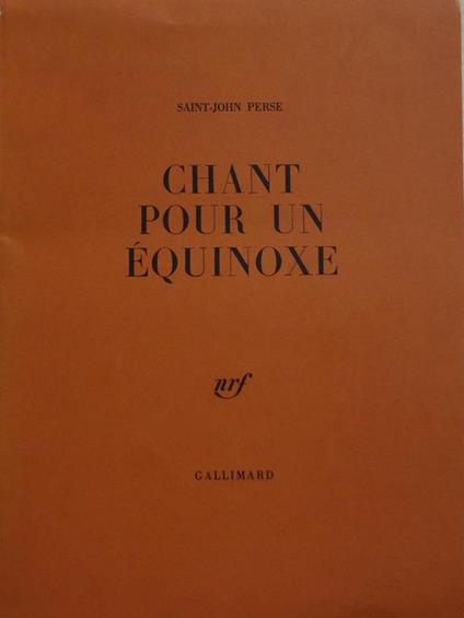 Chant pour un équinoxe - Saint-John Perse - copertina