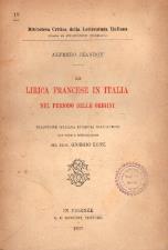 La lirica francese in Italia nel periodo delle origini - Alfredo Jeanroy - copertina