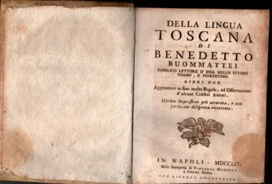 Della lingua toscana - Benedetto Buommattei - copertina