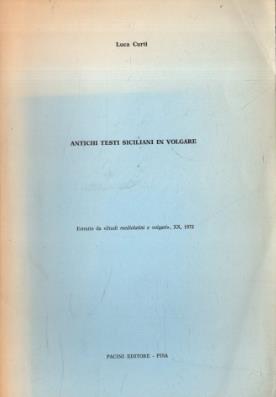 Antichi testi siciliani in volgare - copertina