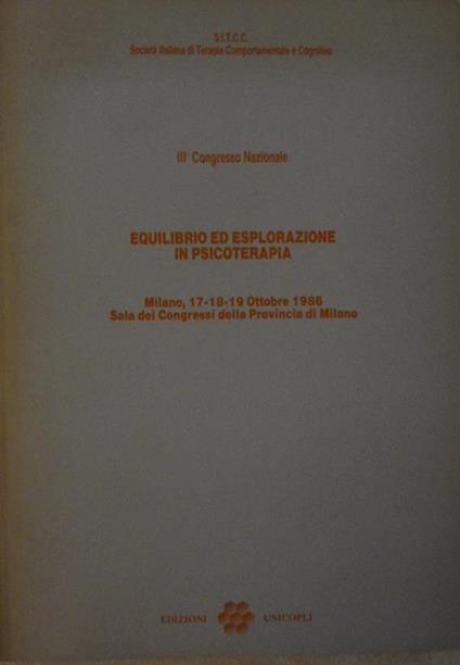 Equilibrio ed esplorazione in psicoterapia - copertina