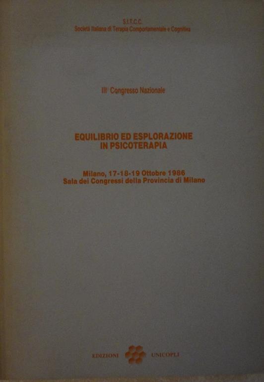 Equilibrio ed esplorazione in psicoterapia - copertina