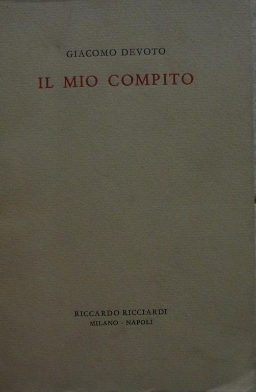 Il mio compito - G. Devoto - copertina