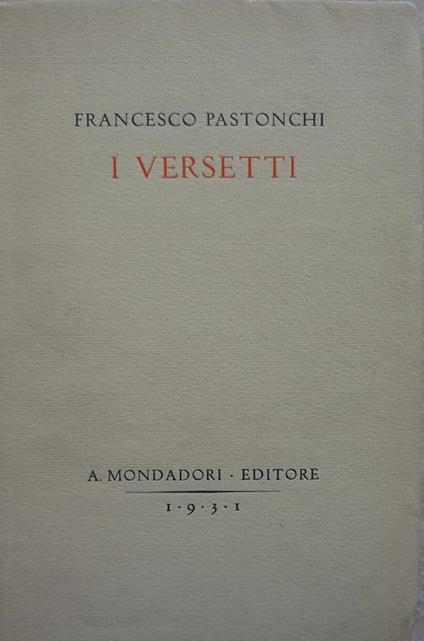 I versetti - Francesco Pastonchi - copertina