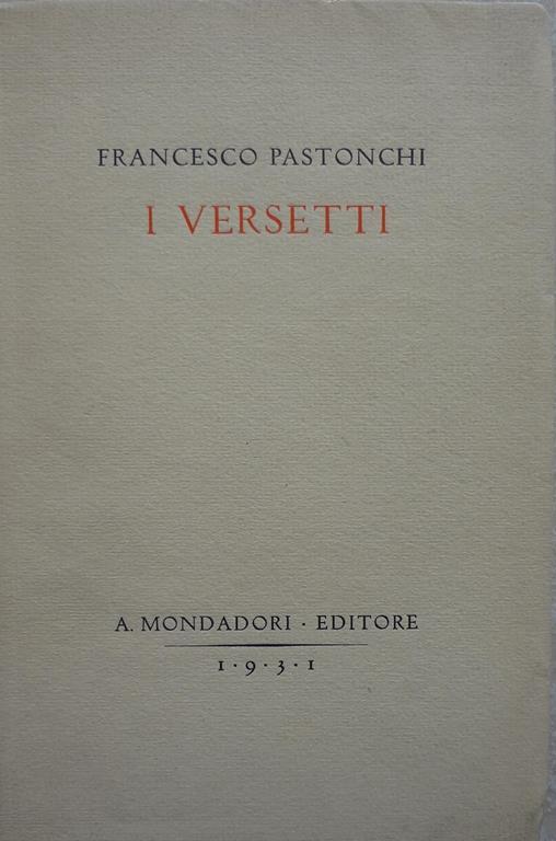 I versetti - Francesco Pastonchi - copertina