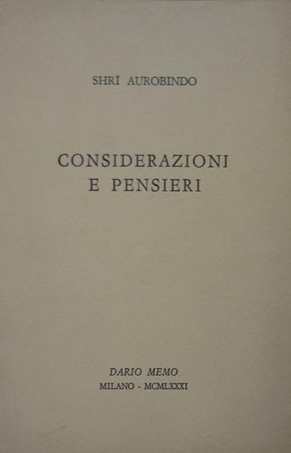 Considerazioni e pensieri - copertina
