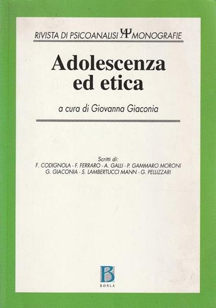 Adolescenza ed etica - copertina