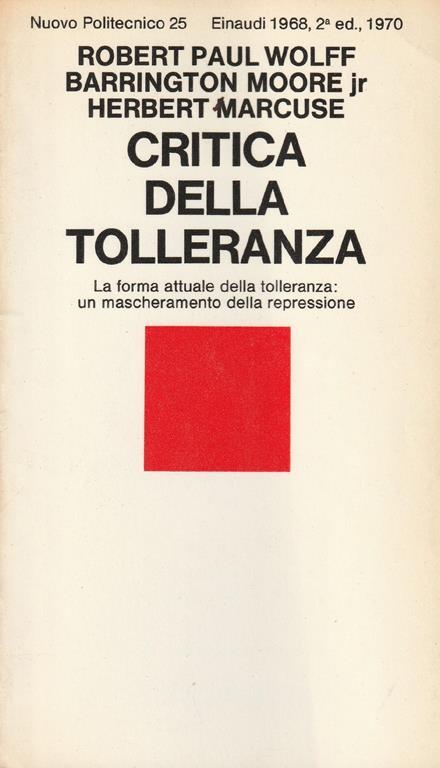 Critica della tolleranza - copertina