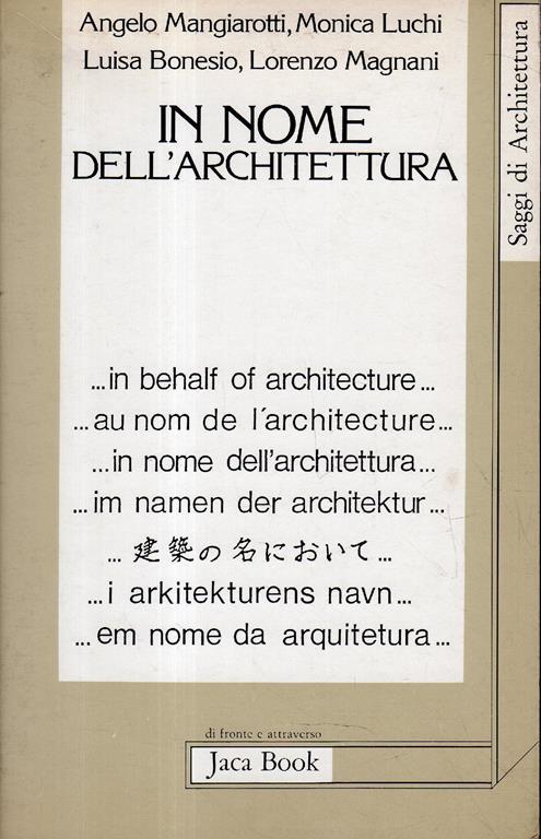 In nome dell'architettura - copertina