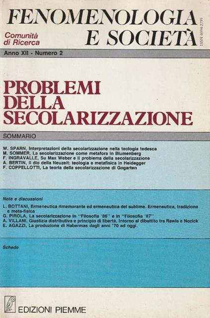 Problemi della secolarizzazion - copertina