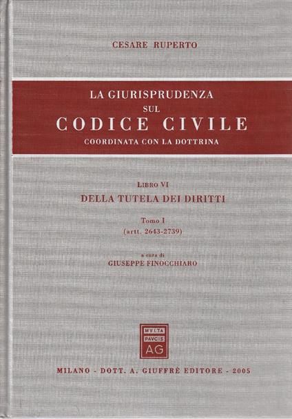 Libro VI della tutela dei diritti Tomo I: Artt. 2643-2739 - Cesare Ruperto - copertina
