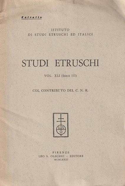 Studi Etruschi Vol. XVI (Serie III) col contributo del C.N.R - Adele Prosdocimi - copertina