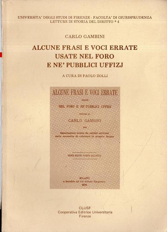 Alcune frasi e voci errate usate nel foro e nèpubblici uffizj - copertina