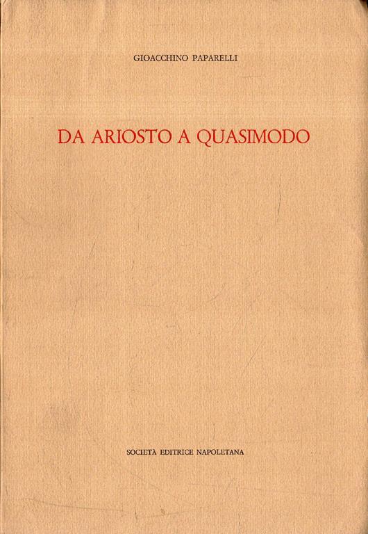 Da Ariosto a Quasimodo - Gioacchino Paparelli - copertina