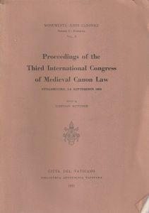 Proceedings of the Third International Congress of Medieval Canon Law - copertina