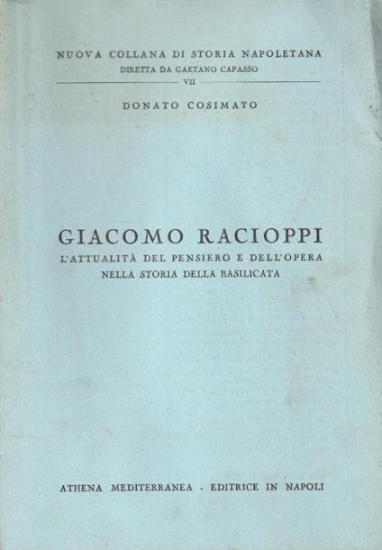 Giacomo Racioppi: l'attualità del pensiero e dell'opera nella storia della Basilicata - copertina