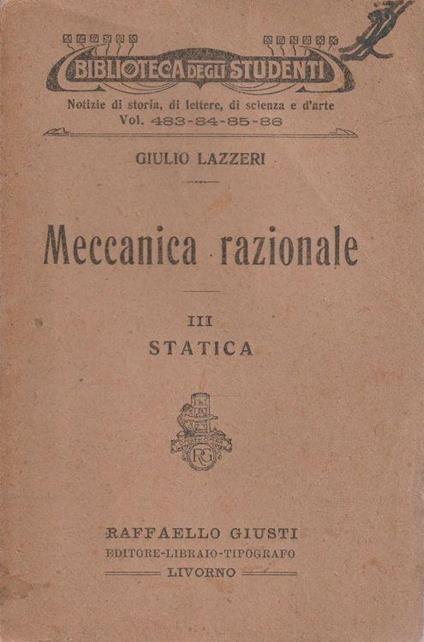 Meccanica razionale - III Statica - copertina