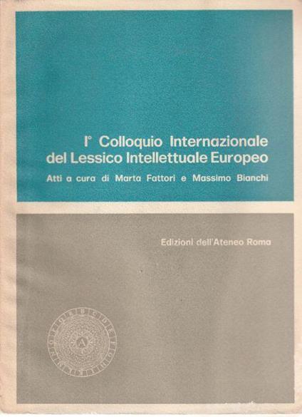 1° Colloquio Internazionale del Lessico Intellettuale Europeo - copertina