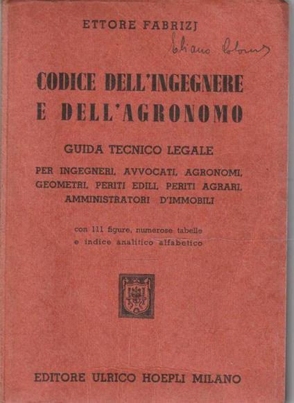 Codice dell'ingegnere e dell'agronomo - copertina