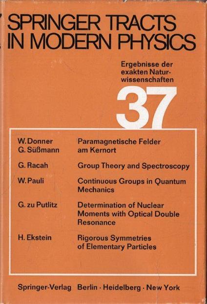 Springer Tracts in Modern Physics: 37 - copertina