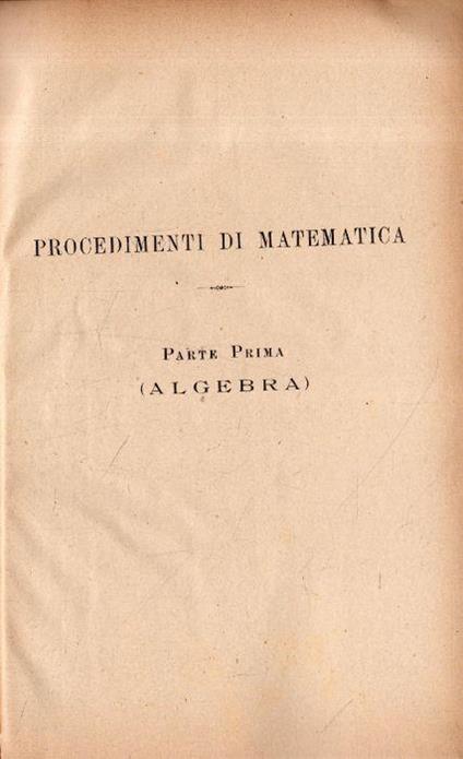 Procedimenti di Matematica - Antonio Loperfido - copertina