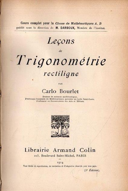 Leçons de Trigonométrie rectiligne - copertina