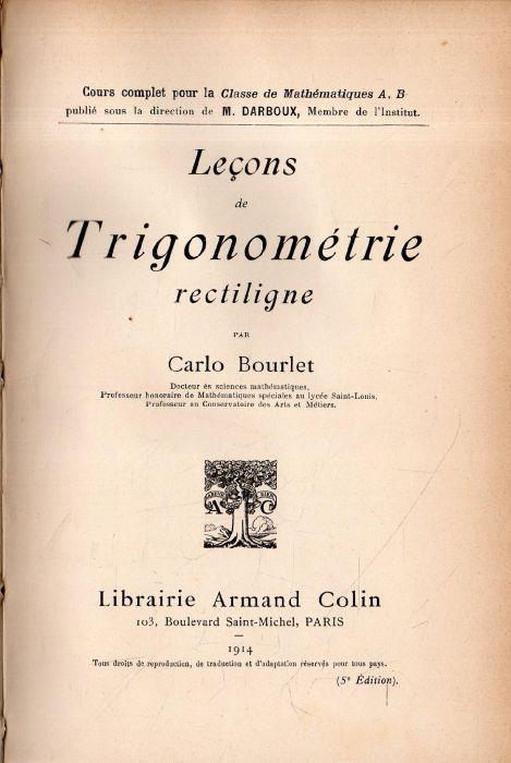 Leçons de Trigonométrie rectiligne - copertina