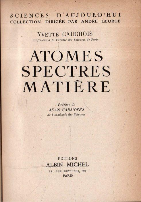 Atomes Spectres Matière - copertina