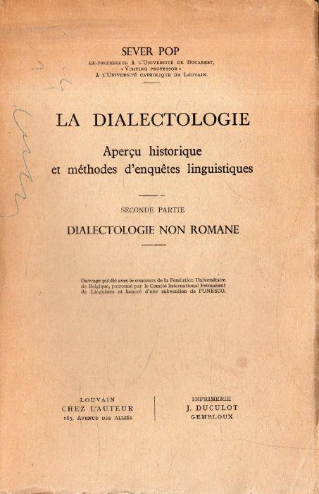 La Dialectologie: dialectologie non romane - copertina