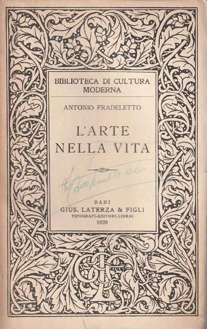 L' arte nella vita - Antonio Fradeletto - copertina