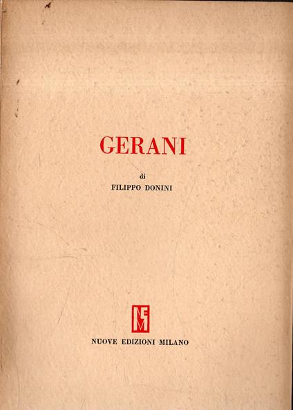 Prima Edizione! Gerani - Filippo Donini - copertina