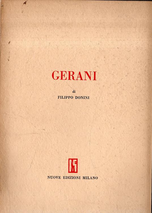 Prima Edizione! Gerani - Filippo Donini - copertina