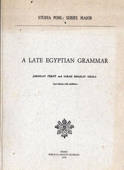 A late Egyptian Grammar - copertina