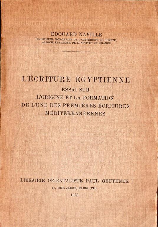 L' Écriture Égyptienne - copertina
