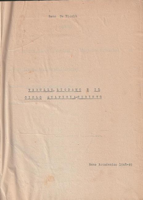Tibullo, Ligdamo e il ciclo Sulpicia-Cerinto - 2