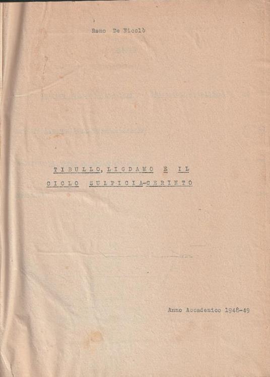 Tibullo, Ligdamo e il ciclo Sulpicia-Cerinto - 2
