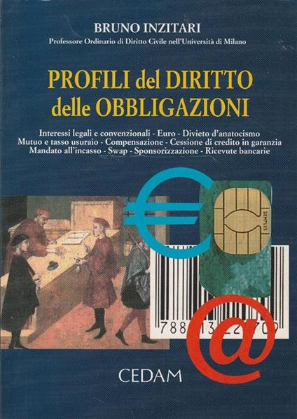 Profili del diritto delle obbligazioni : interessi legali e convenzionali, euro, divieto d'anatocismo, mutuo e tasso usuraio, compensazione, cessione di credito in garanzia, mandato all'incasso, swap, sponsorizzazione, ricevute bancarie - Bruno Inzitari - copertina