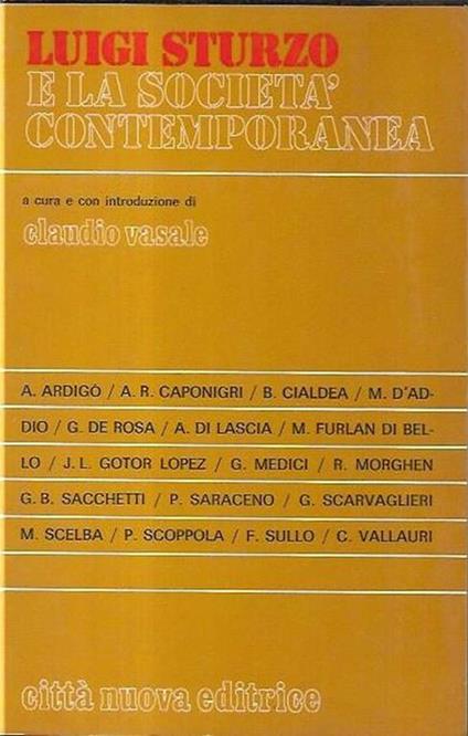 Luigi Sturzo e la società contemporanea - Claudio Vasale - copertina
