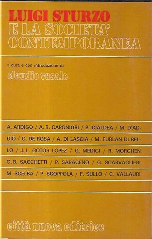 Luigi Sturzo e la società contemporanea - Claudio Vasale - copertina