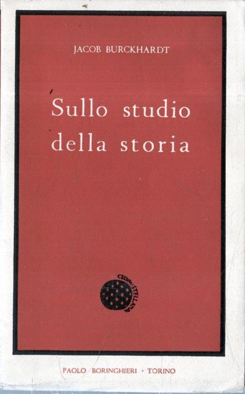 Sullo studio della storia - Jacob Burckhardt - copertina