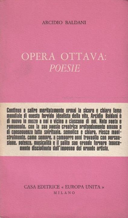 Autografato! Opera ottava: poesie - Arcidio Baldani - copertina