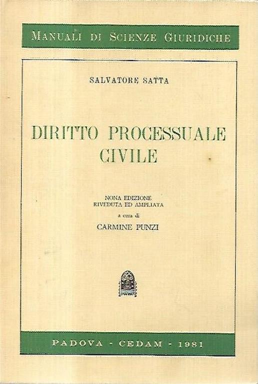 Diritto processuale civile - Salvatore Satta - copertina