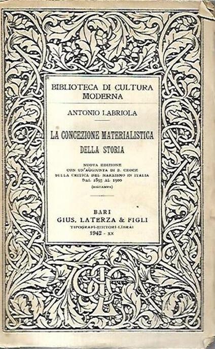 La concezione materialistica della storia - Antonio Labriola - copertina