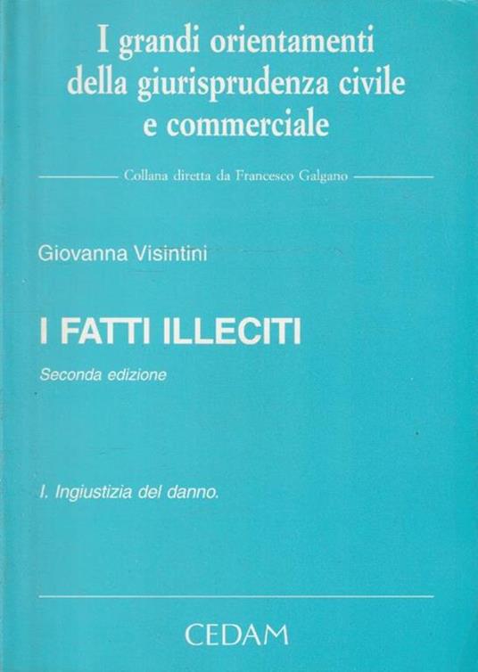 I fatti illeciti Vol. 1: Ingiustizia del danno. Seconda edizione - Giovanna Visintini - copertina