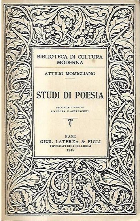 Studi di poesia - Attilio Momigliano - copertina