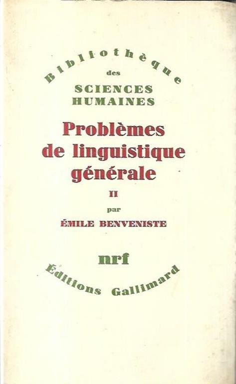 Problèmes de linguistique générale, vol. II - Emile Benveniste - copertina