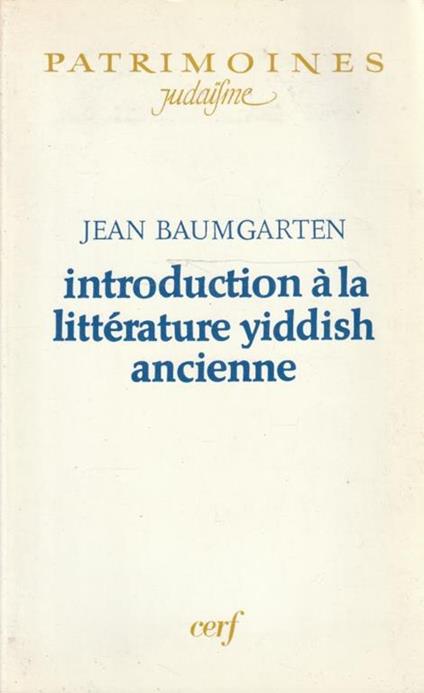 Introduction à la littérature yiddish ancienne - copertina